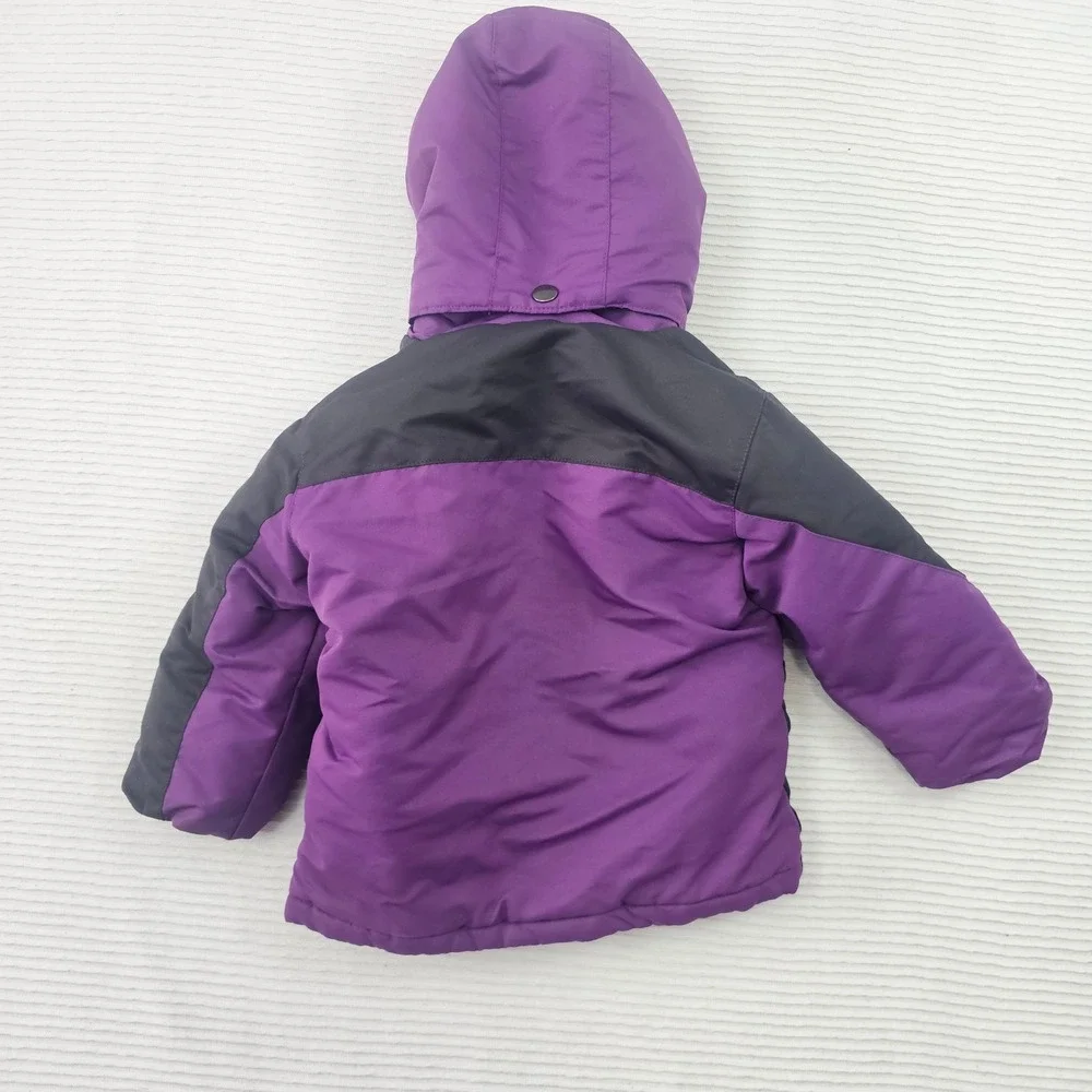 Iceburg Outerwear Toddler 2T Purple‎ Black Hooded Winter Jacket Ski Coat Fleece